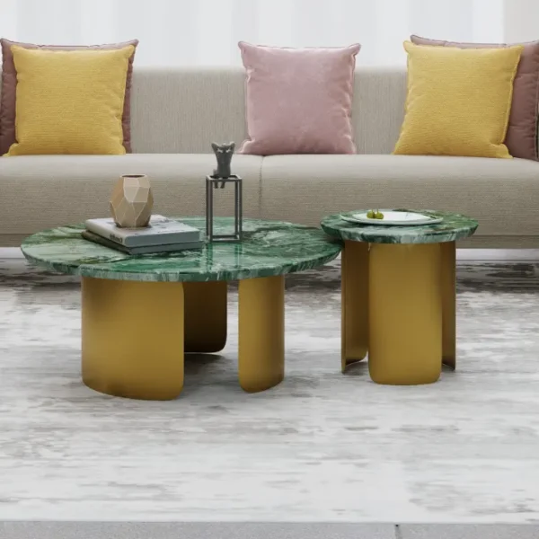 Onyx Center Table Set with a modern design and matching side tables for a cohesive living room aesthetic.