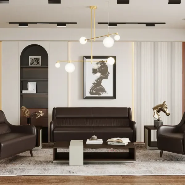 Elegant Regency Three Seater Sofa with plush cushioning and wooden legs