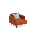 Verona One-Seater Sofa in premium velvet with polished brass legs – the perfect accent chair