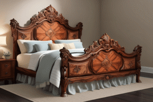 Carved wooden bed design