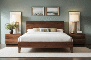 Contemporary wooden bed