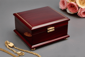 Dark Wood Jewellery Box with Velvet Lining