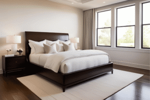 Dark wood bed design