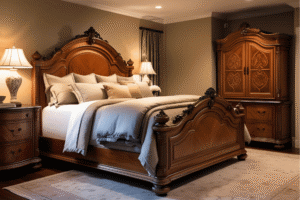 Designer wood bed for bedroom