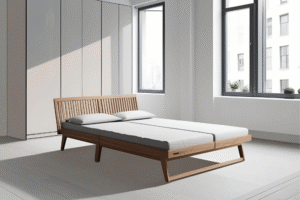 Foldable wooden bed