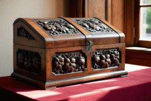 Large Antique Wooden Jewellery Box