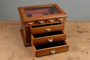 Large Wooden Jewellery Box with Drawers