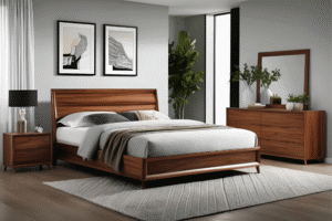 Low height wooden bed