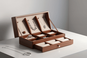 Modern Wood Jewellery Box with Sections