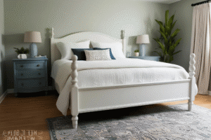 Painted wooden bed frame