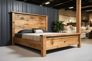 Rustic wooden bed frame