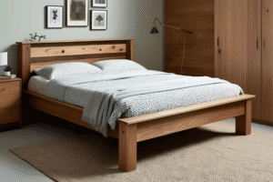 Simple wooden bed frame