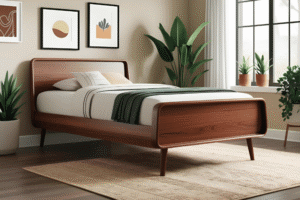 Single wood bed design