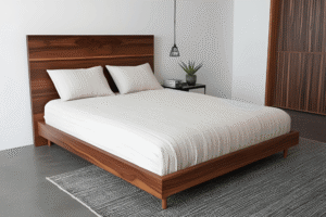 Walnut wood bed frame