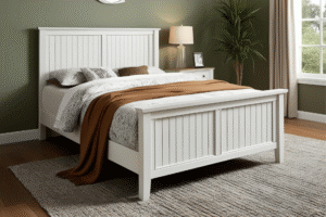 White wood bed frame