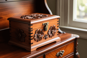 Wooden Jewellery Box with Secret Lock