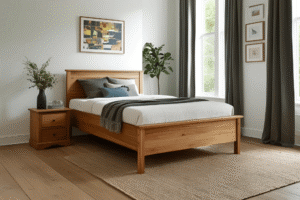 Wooden bed for small room