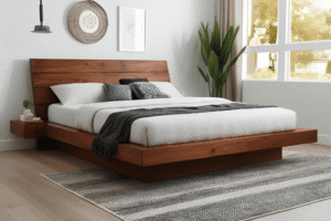 Wooden platform bed design