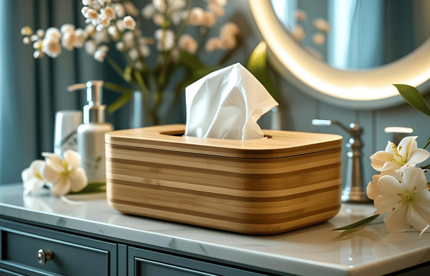 Bamboo Tissue Box Cover