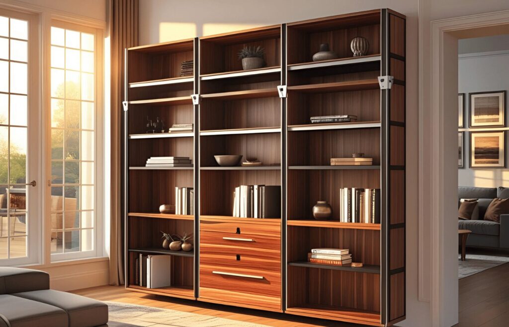 Bookshelf Design with Storage Compartments