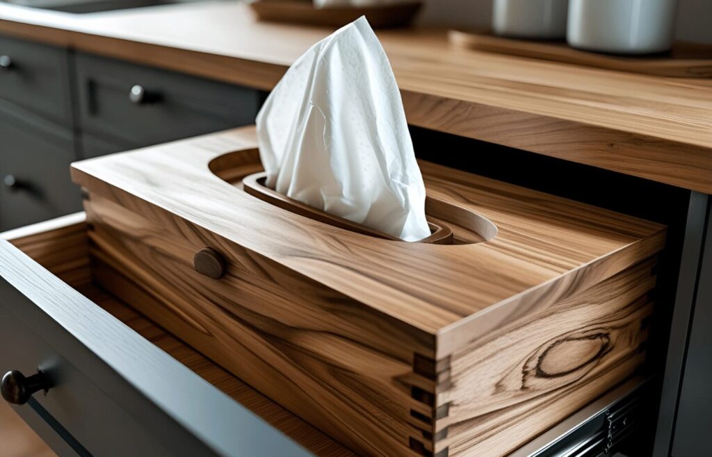 Drawer Insert Wooden Tissue Box