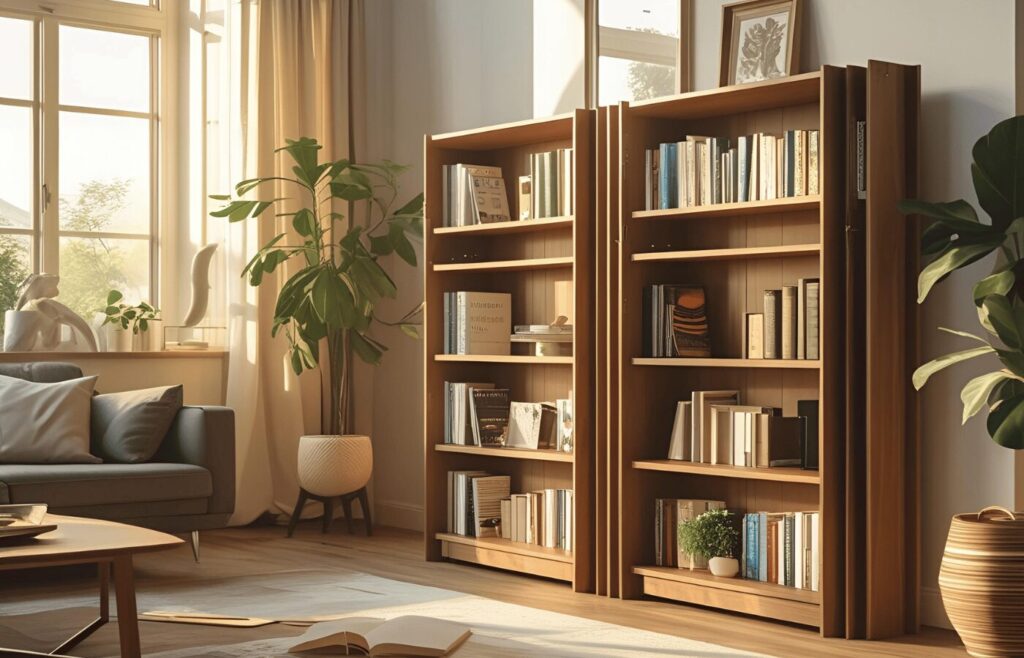Foldable Wooden Bookshelf for Apartments