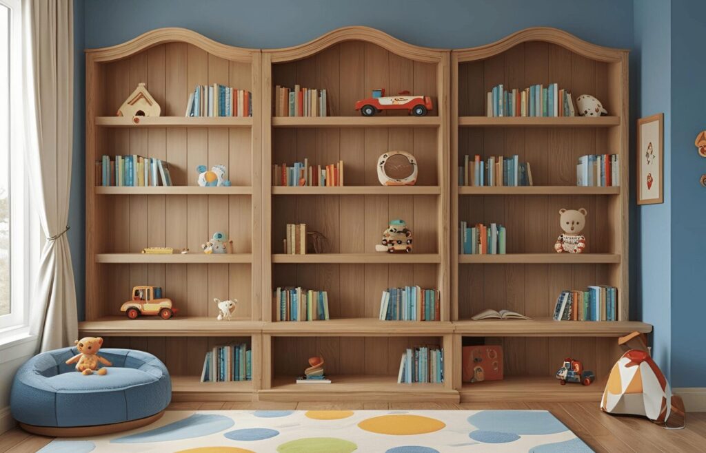 Kids Room Wooden Bookshelf Design