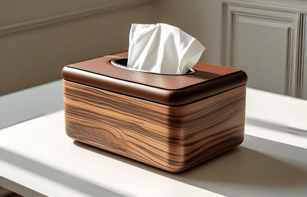 Leather + Wood Fusion Tissue Box