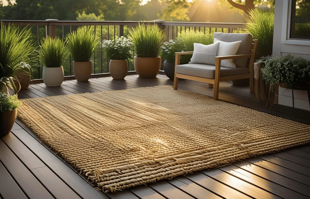 Lightweight Plastic Straw Deck Rug 4x10