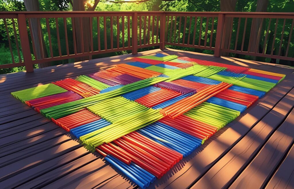 Medium Plastic Straw Outdoor Rug 7x9