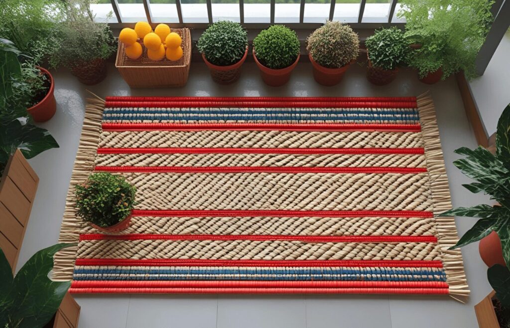 Modern Plastic Straw Balcony Mat 5x10
