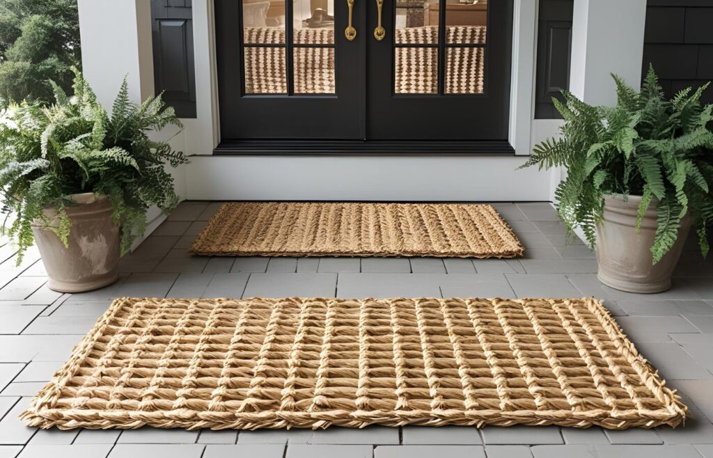 Neutral Plastic Straw Porch Mat 2x5