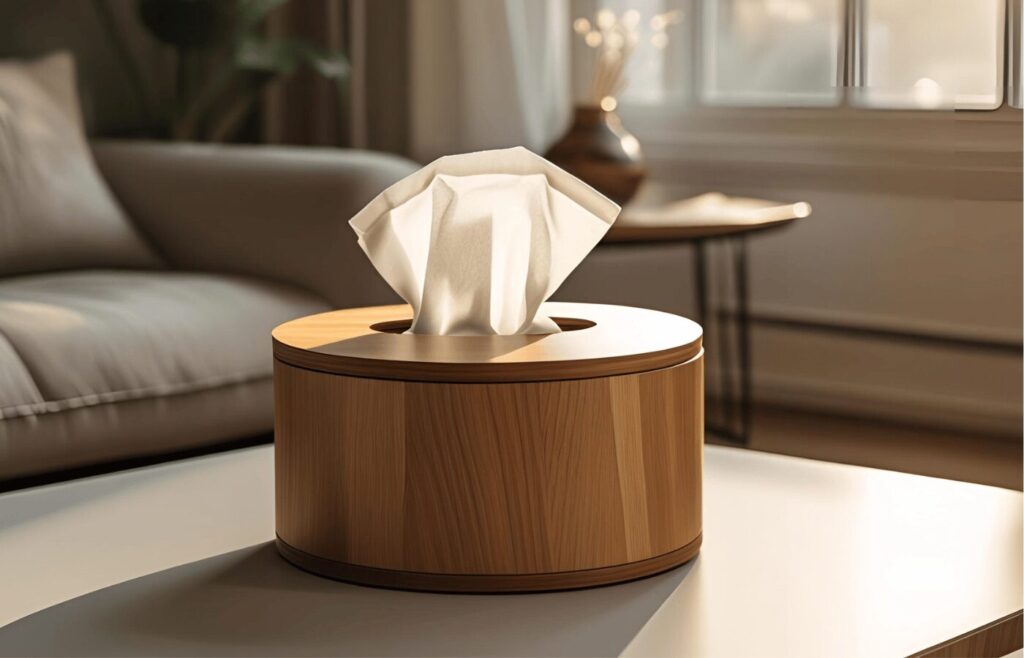 Round Edged Wooden Tissue Box