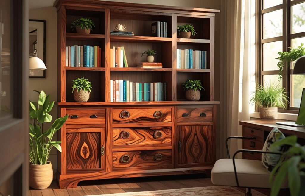 Sheesham Wood Bookshelf with Drawers