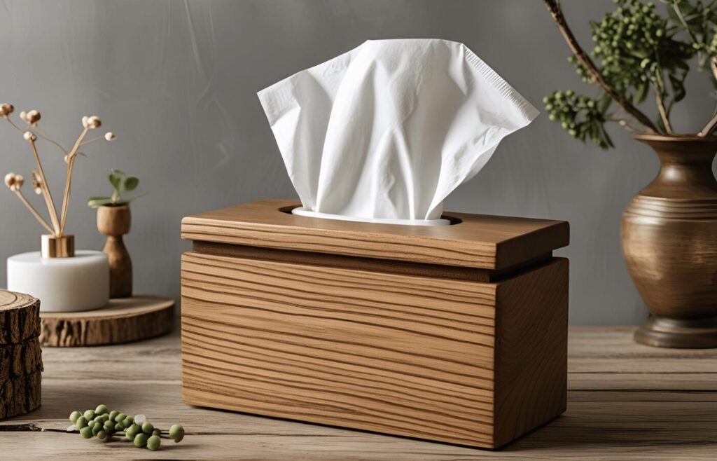 Sliding Top Wooden Tissue Case