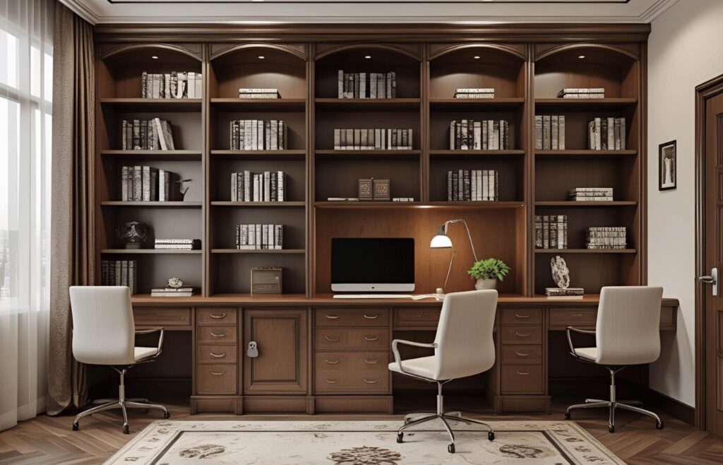 Study Room Bookshelf Design with Lock