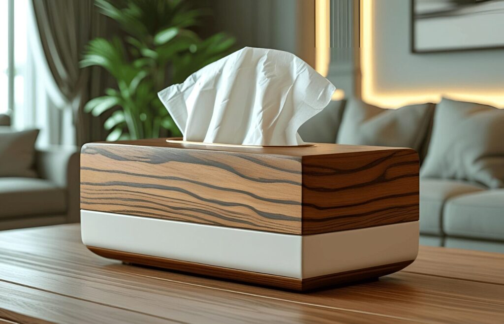 Two-Tone Wooden Tissue Box