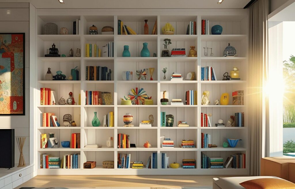 White Wooden Bookshelf Design in Pakistan