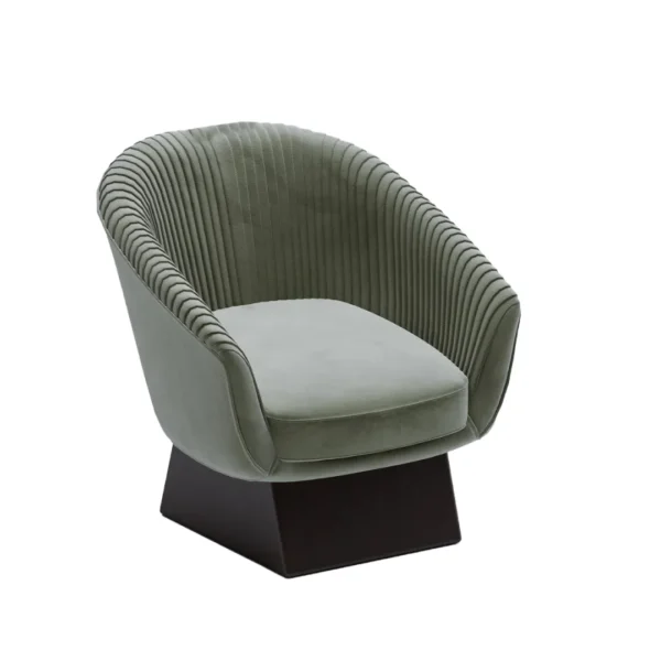 Stylish Plazo One Seater Sofa with wooden legs and sleek silhouette