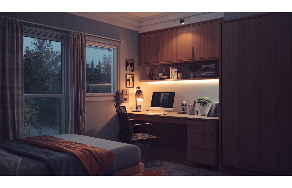 Corner Study Table Design for Bedroom