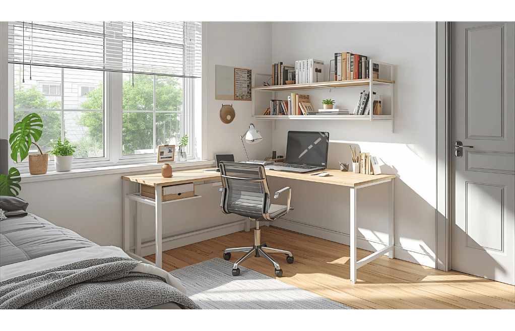 Corner Study Table Design for Bedroom