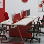 Kinetic Workstation For Four Person With Wire Duct - Storage & Partition workspace