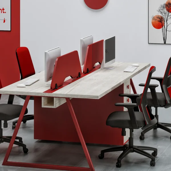 Kinetic Workstation For Four Person With Wire Duct - Storage & Partition workspace