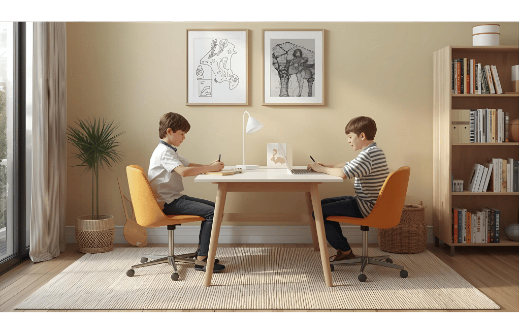 Study Table Design for 2 Kids