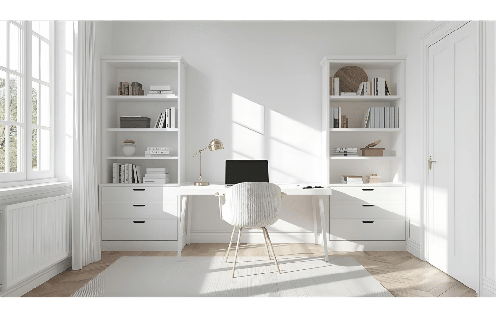 White Study Table Design