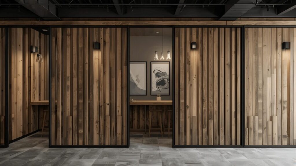 Rustic Wooden Partitions with Industrial Elements