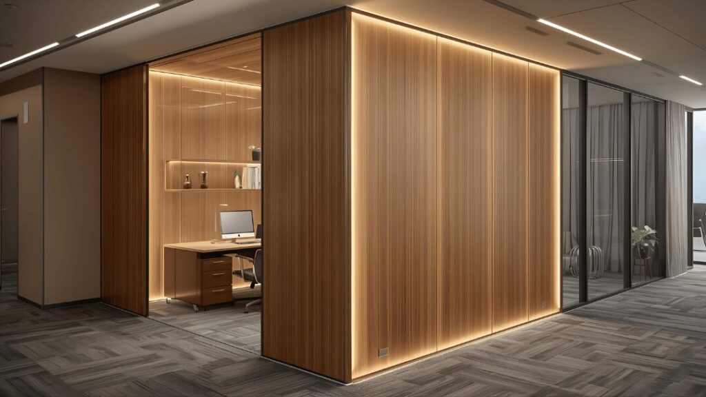 Wooden Dividers with Built-in Lighting