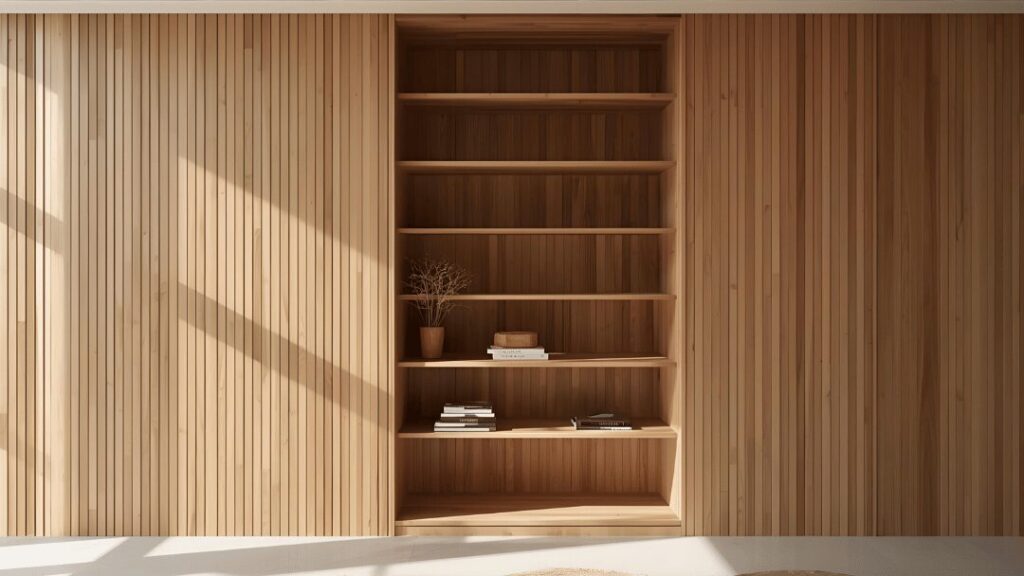 Wooden Partitions with Integrated Shelving