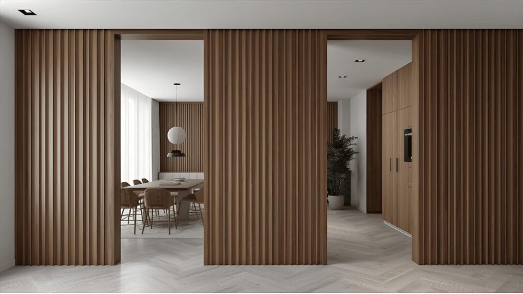 Wooden Partitions with Modern Decor