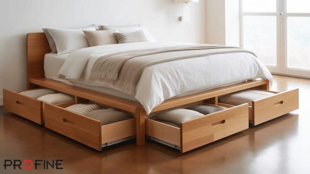 Floor Bed with Storage Drawers